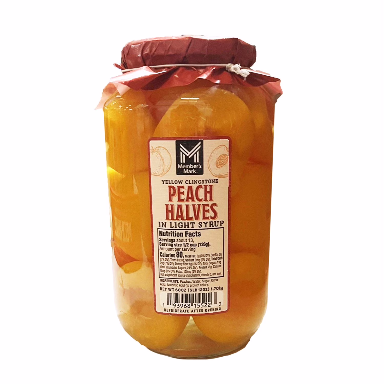 Member’s Mark Yellow Clingstone Peach Halves In Light Syrup 60 oz 