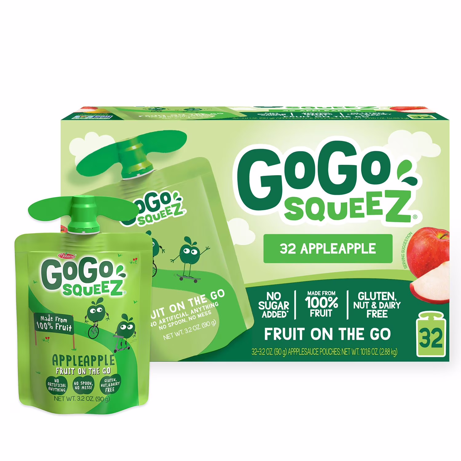 GoGo Squeez Fruit Blend Snack, Apple Apple 3.2 oz 32 Count