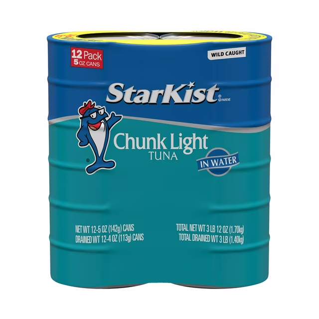 StarKist Tuna, in Water, Chunk Light, 12 Pack 5 oz 12 Count