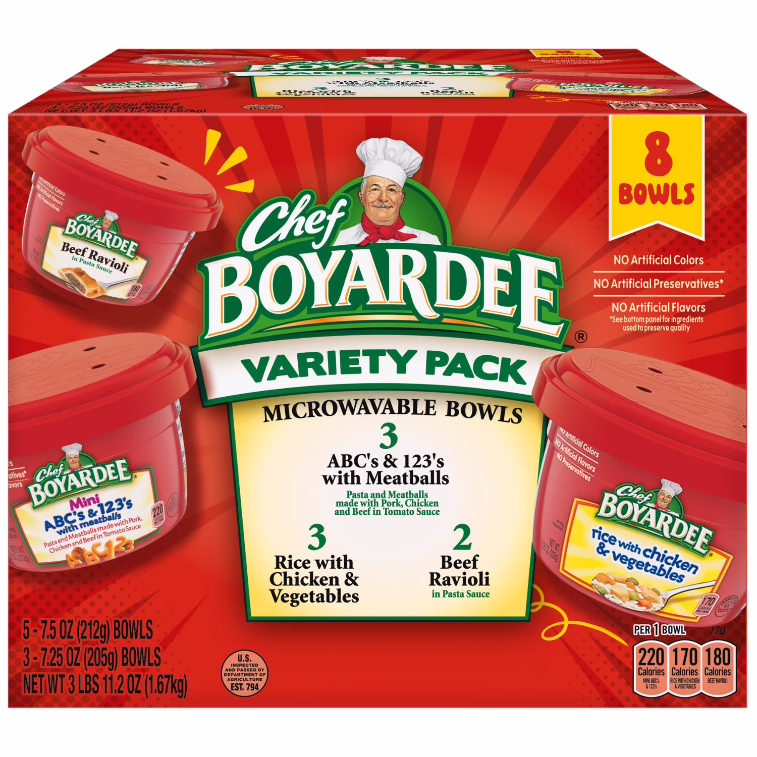 Chef Boyardee Variety Pack Microwavable Bowls 8 ct