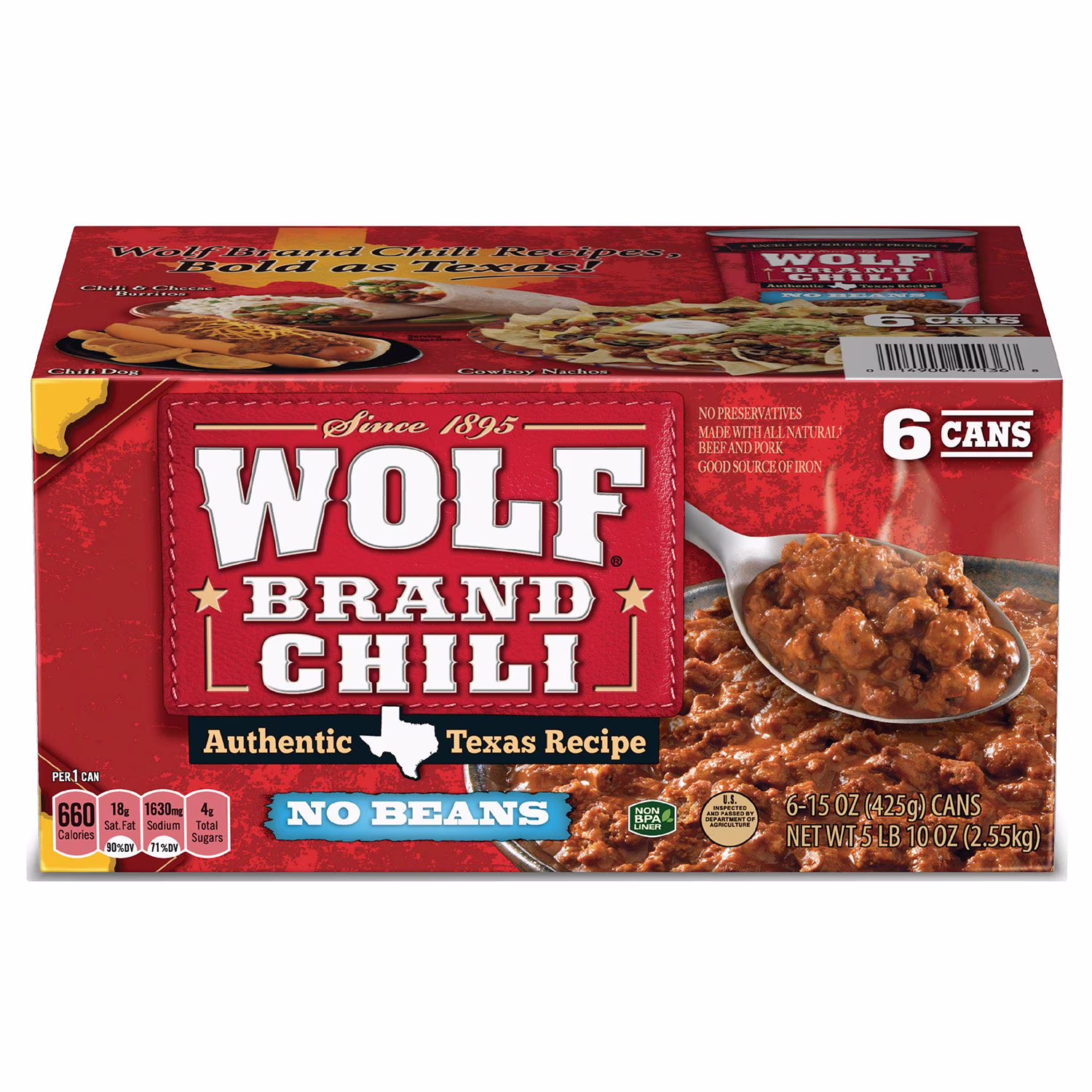 Wolf Brand Chili Chili No Beans, Chili Without Beans 90 oz