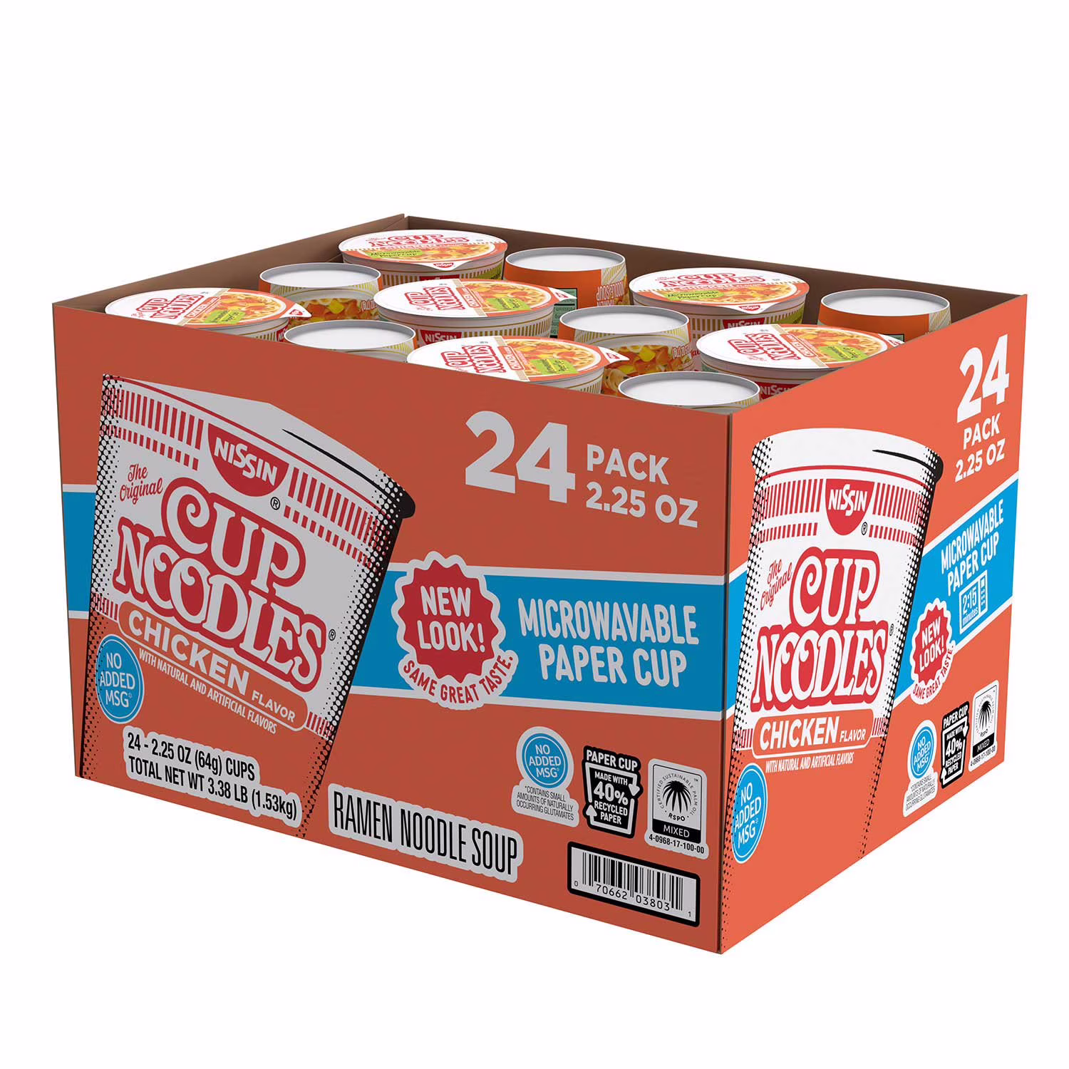 Nissin Ramen Noodle Soup, Chicken Flavor, 24 Pack 2.25 oz 24  Count