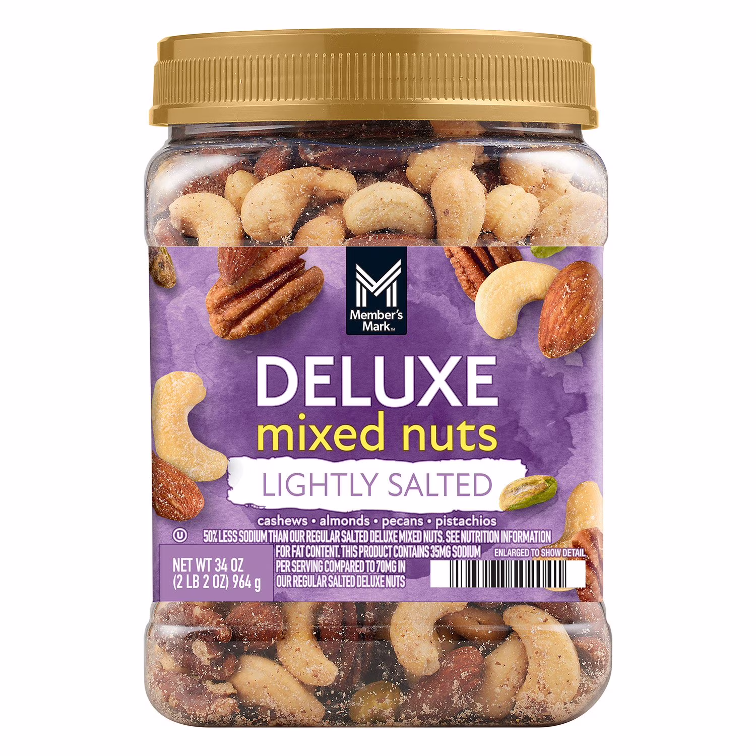 Member’s Mark Deluxe Mixed Nuts Lightly Salted Cashews Almonds Pecans Pistachios 34 oz