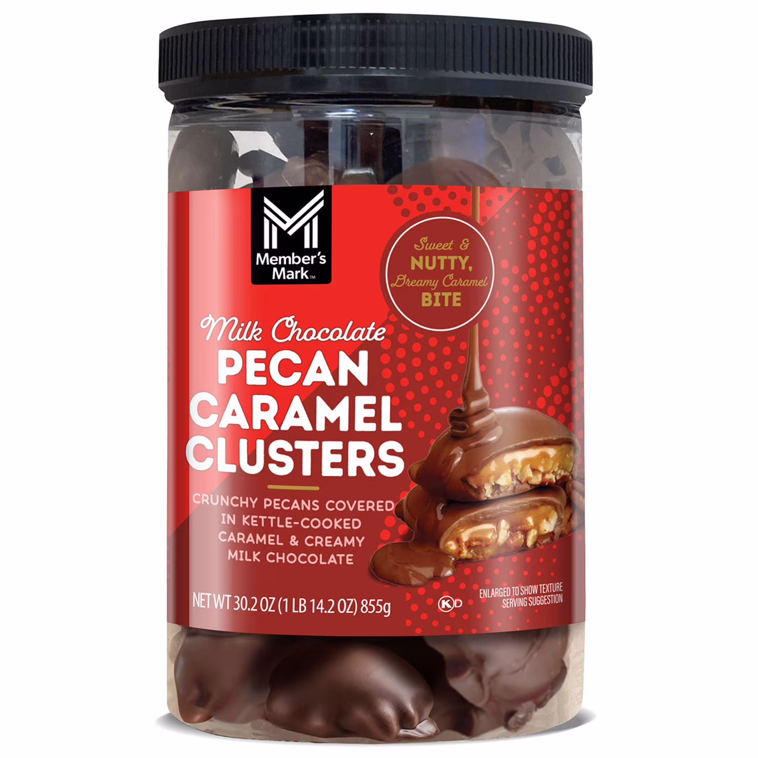 Member’s Mark Pecan Caramel Clusters Crunchy Pecans Covered In Kettle-cooked Caramel & Creamy Milk Chocolate 30.2 ct