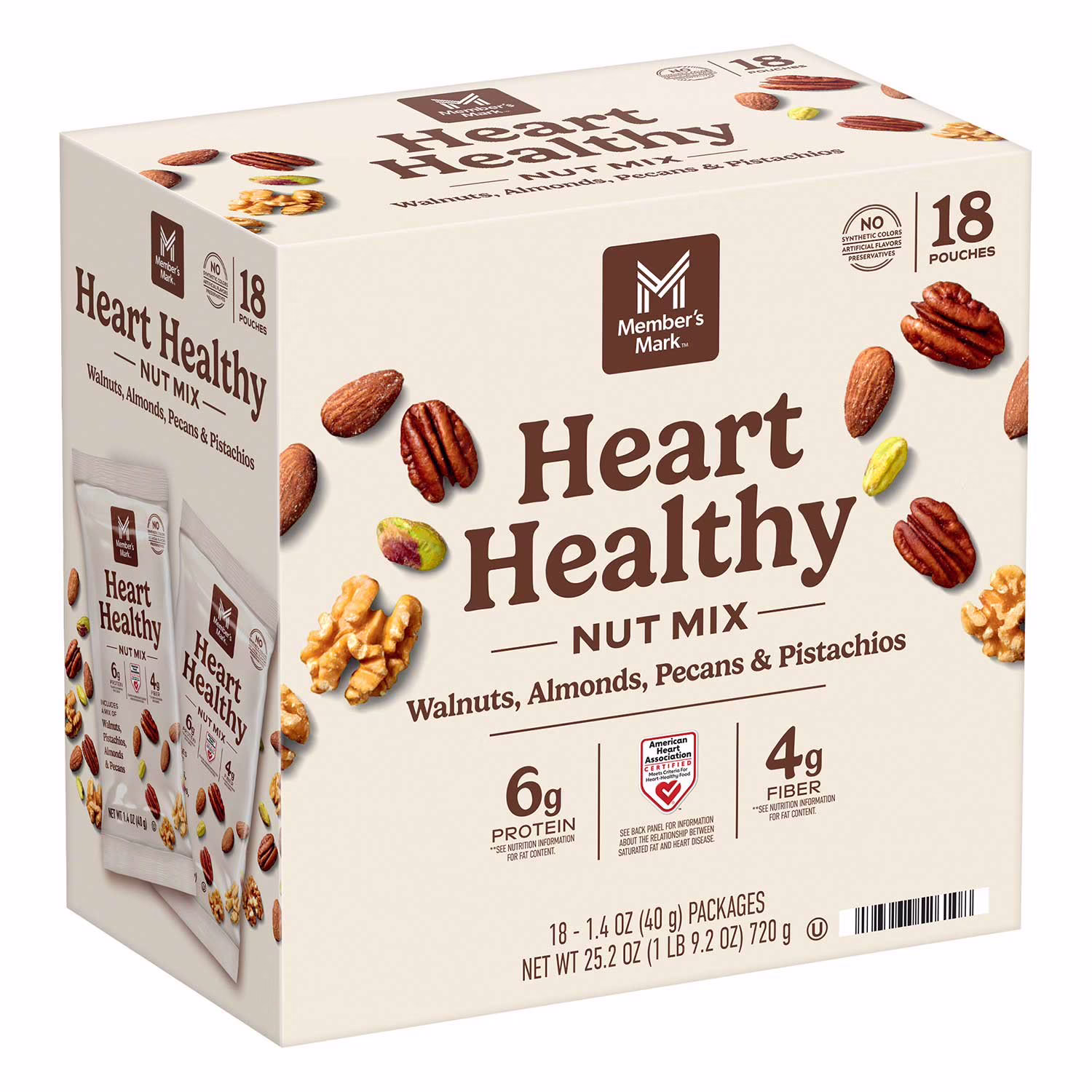 Member’s Mark Heart Healthy Nut Mix Walnuts Almonds Pecans & Pistachios 1.4 oz • 18 x 1.4 oz