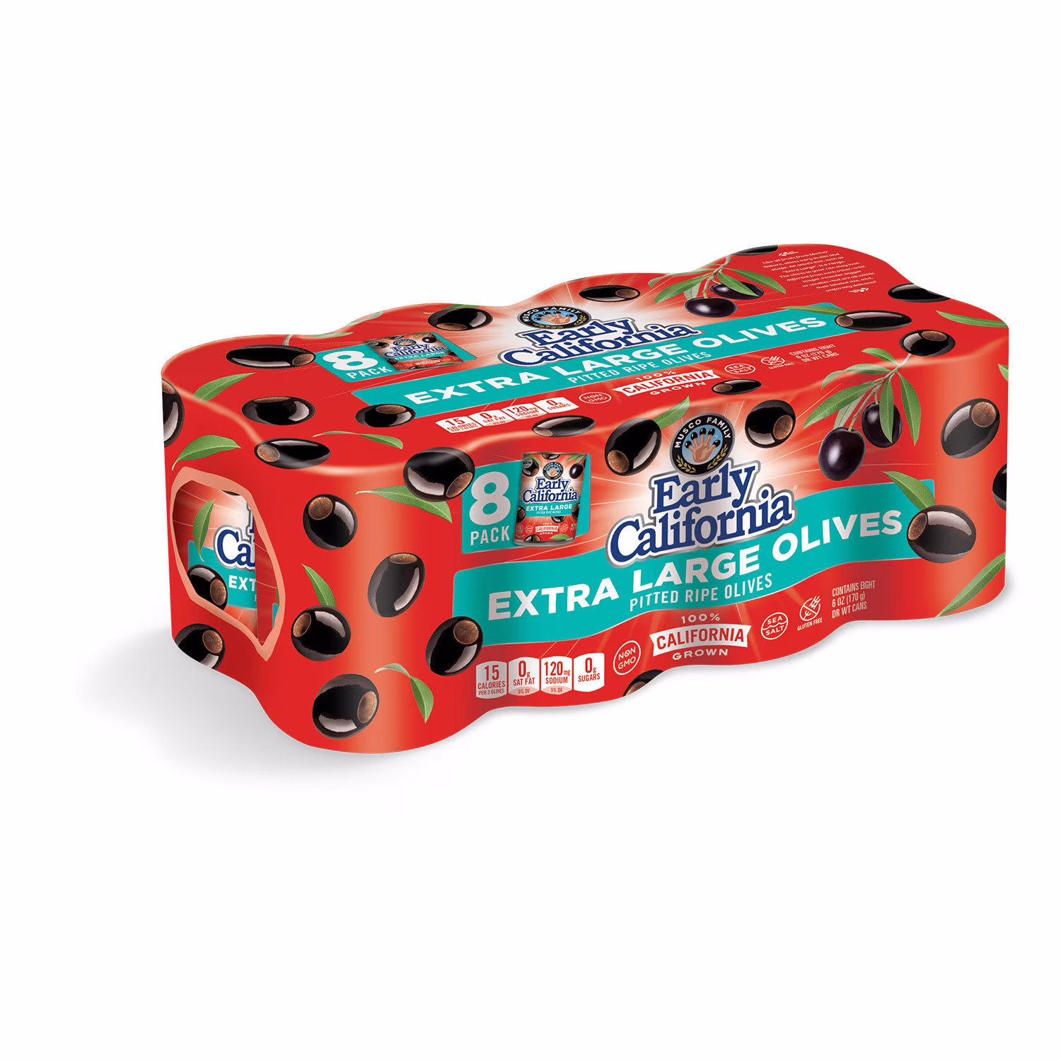Early California Pitted Ripe Extra Large Olives 6 oz 8  Count
