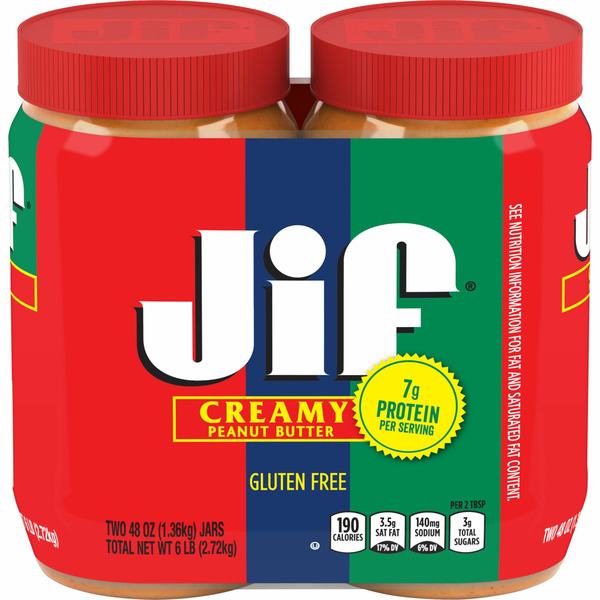 Jif Creamy Peanut Butter, 48 Oz. Jars (2 Pack)