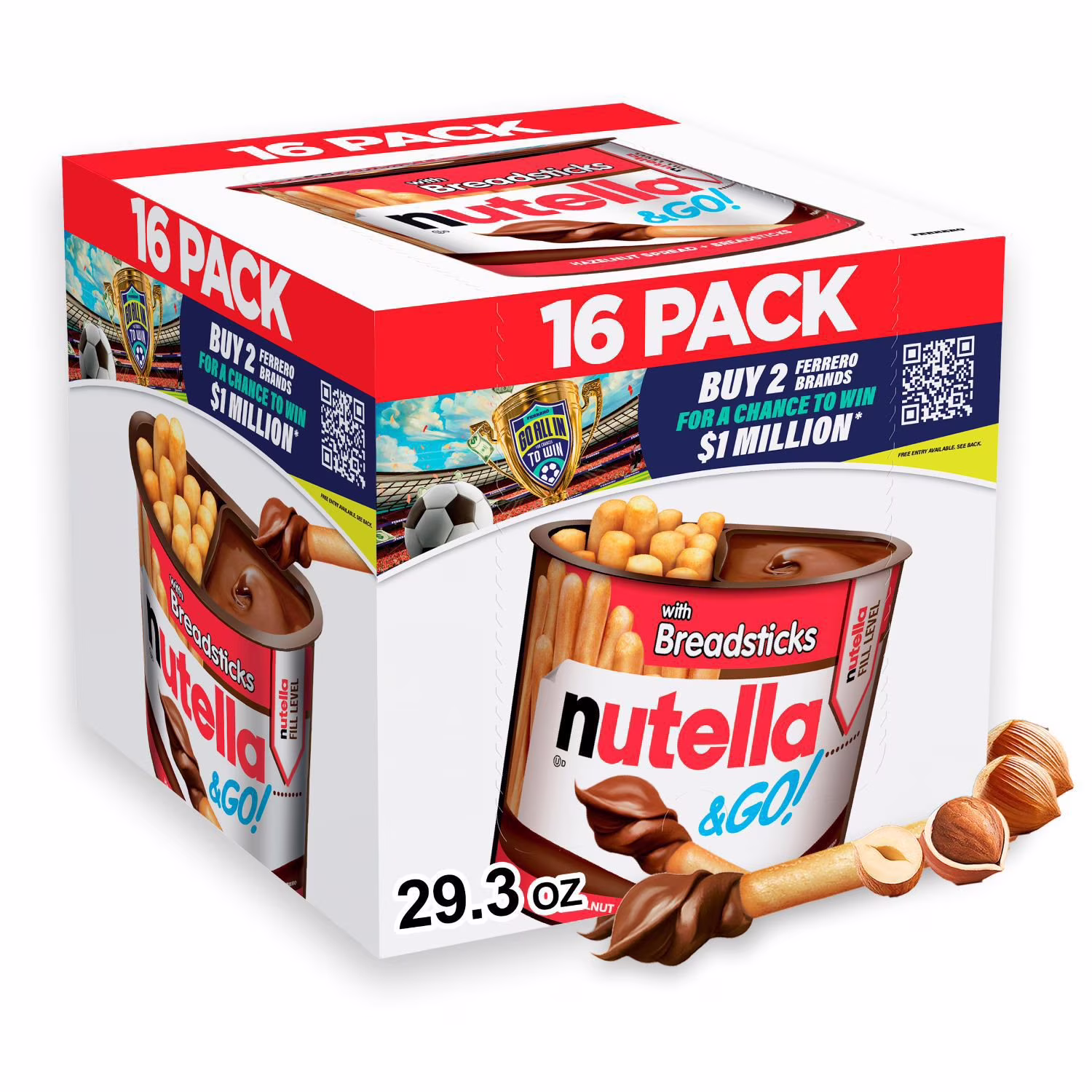 Nutella & Go Bulk 16 Pack, Hazelnut and Cocoa Spread with Breadsticks, Snack Cups, 1.8 oz Each 16 ct