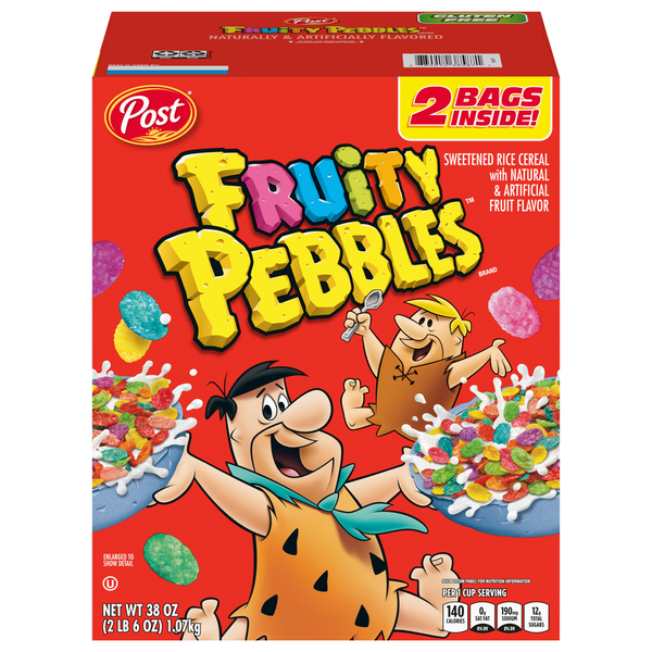 Post PEBBLES Fruity Pebbles Sweetened Rice Cereal 38 oz