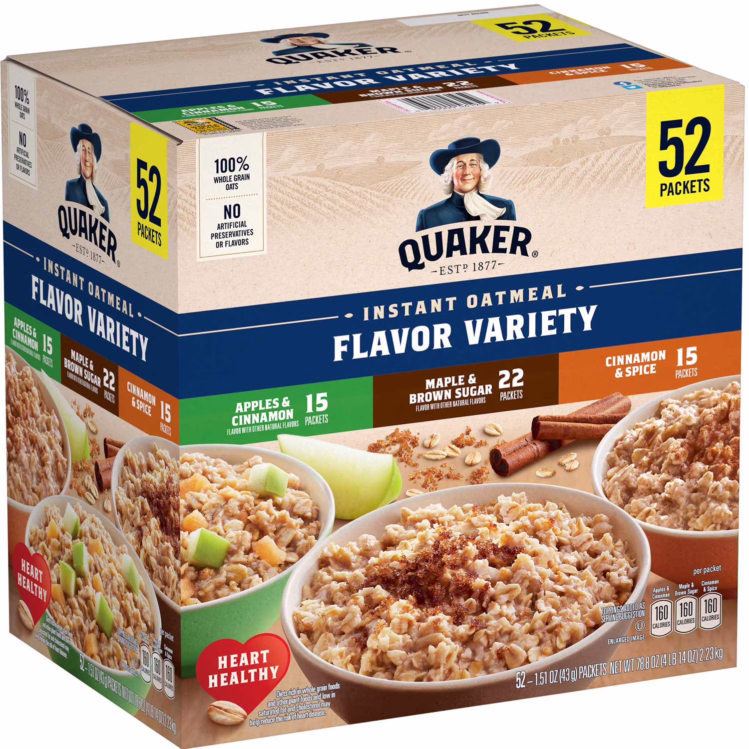 Quaker Variety Instant Oats Hot Cereal 52 each