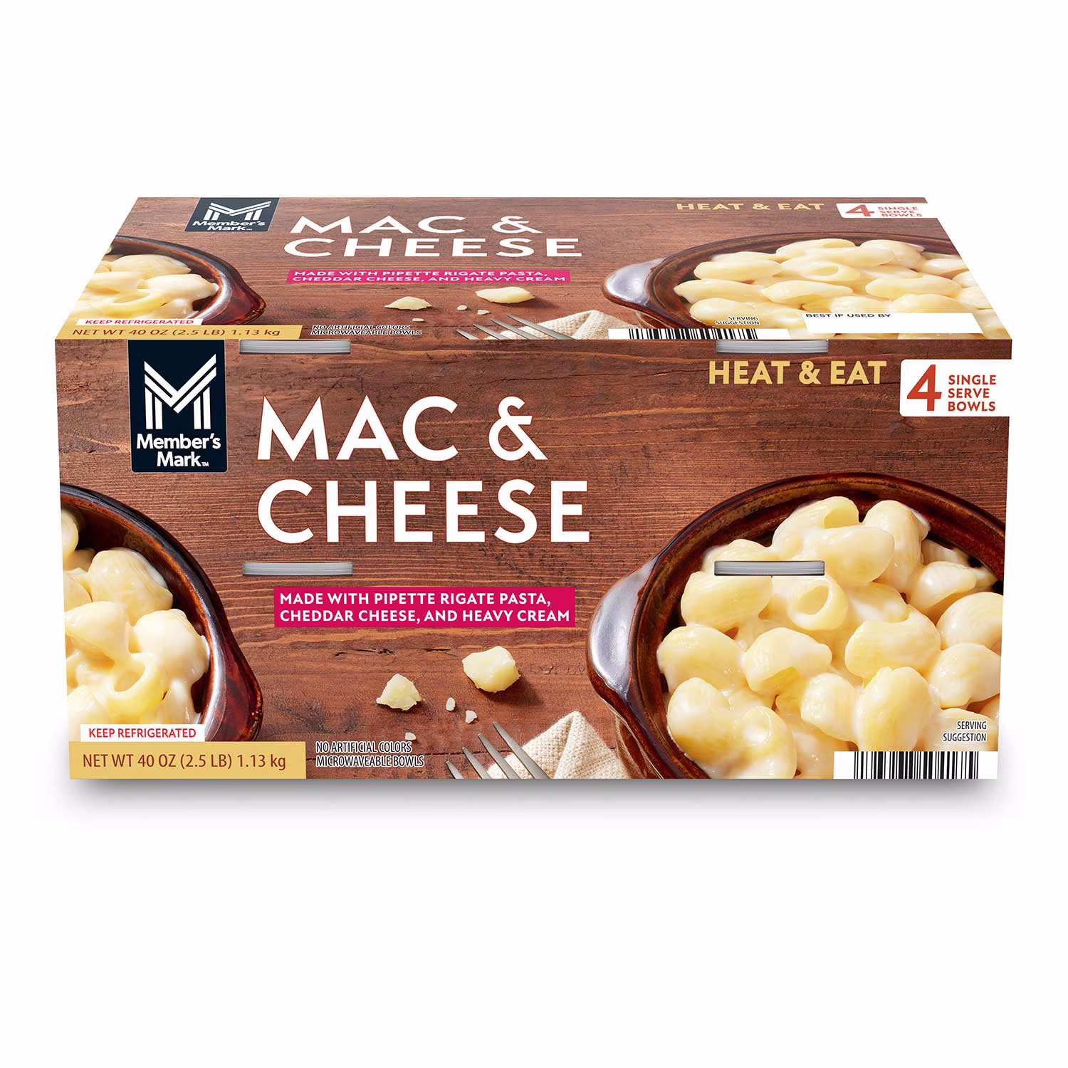 Member’s Mark Mac & Cheese Made With Pipette Rigate Pasta Cheddar Cheese And Heavy Cream 10 oz 4  Count