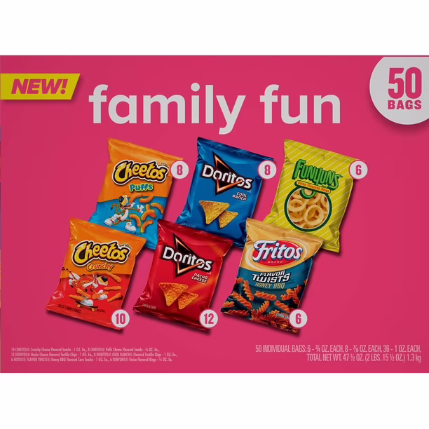 Pepsi Assorted Snacks/Tortilla Chips/Rings Family Fun 50 each