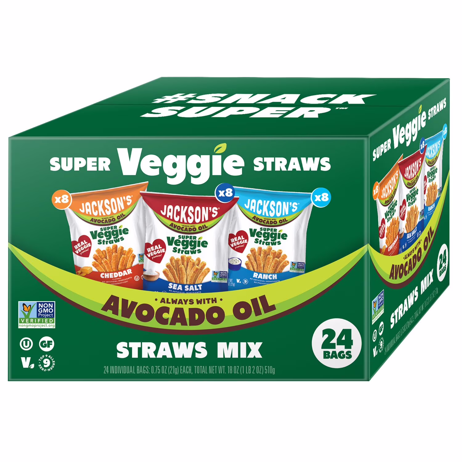 Jackson's Super Veggie Straws Variety Pack 0.75 oz 24  Count