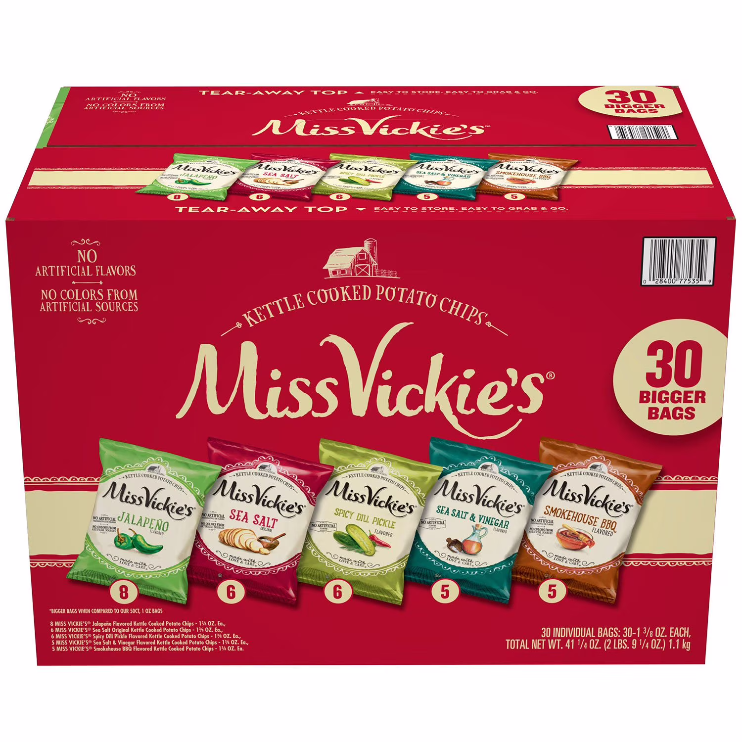 Miss Vickie's Kettle Cooked Potato Chips Variety Mix 1.375 oz 30  Count