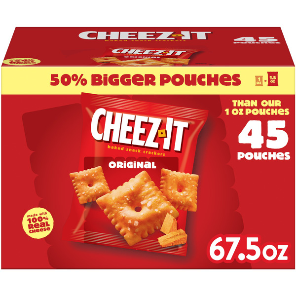 Cheez-It Original Cheese Crackers, Baked Snack Crackers, Single Serve 45 ct