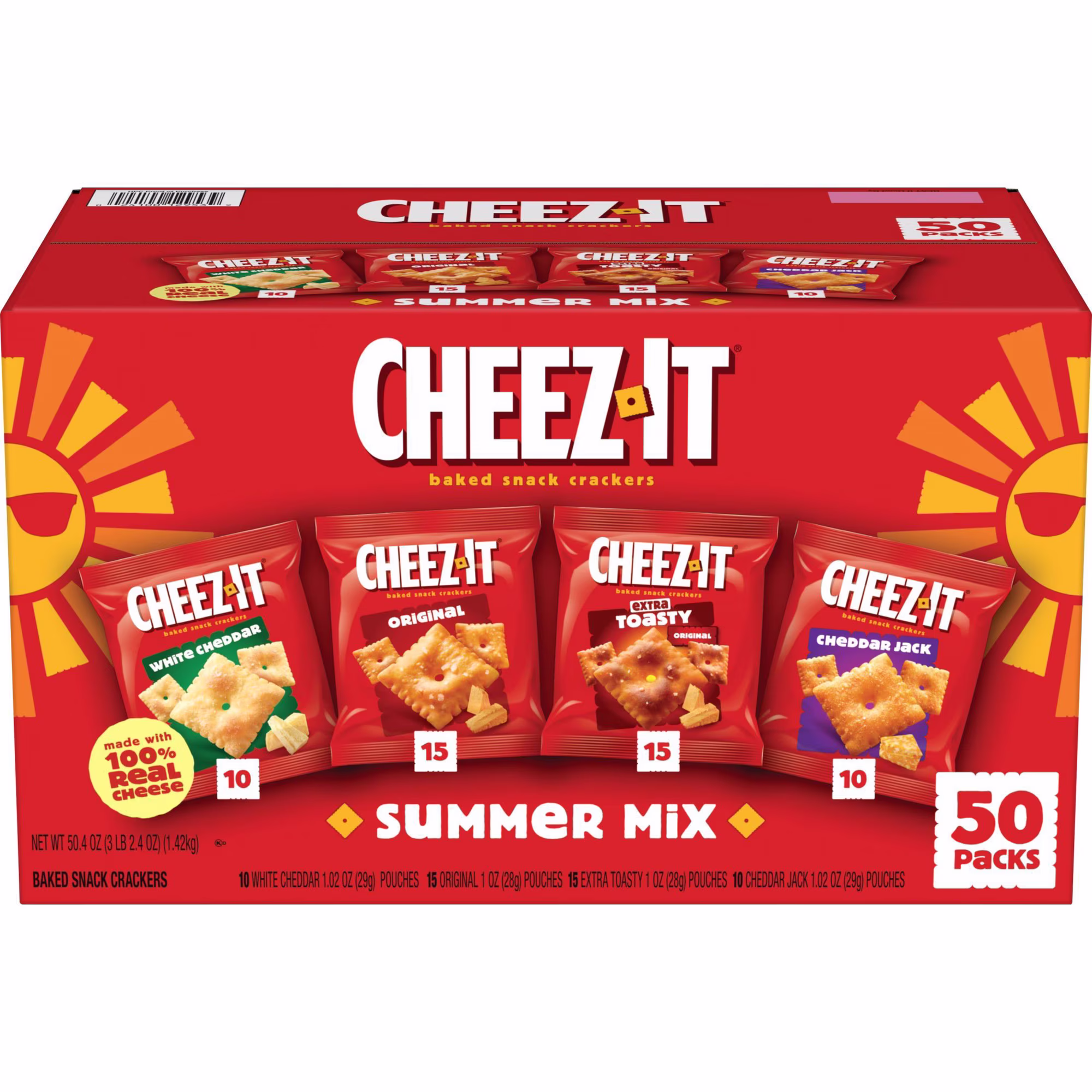 Cheez-It Summer Mix Variety Pack Baked Snack Crackers, Salty Snacks 50.4 oz