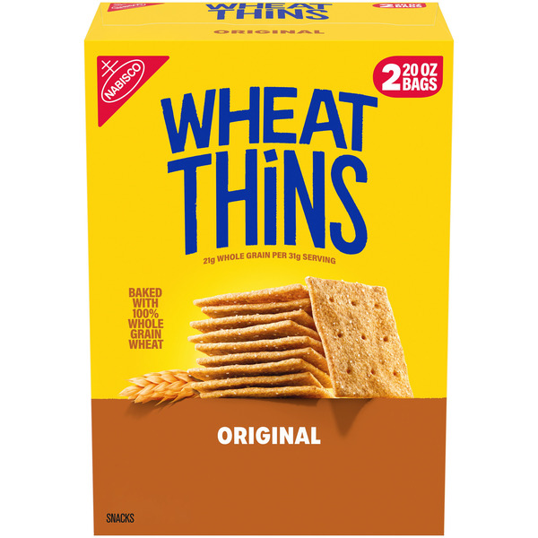 Wheat Thins Original Snacks, Whole Grain Wheat Crackers, Snack Crackers 40 oz - 2 x 20 oz