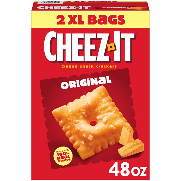 Cheez-It Original Baked Snack Crackers, Lunch Snacks, Dual Pack 48 oz