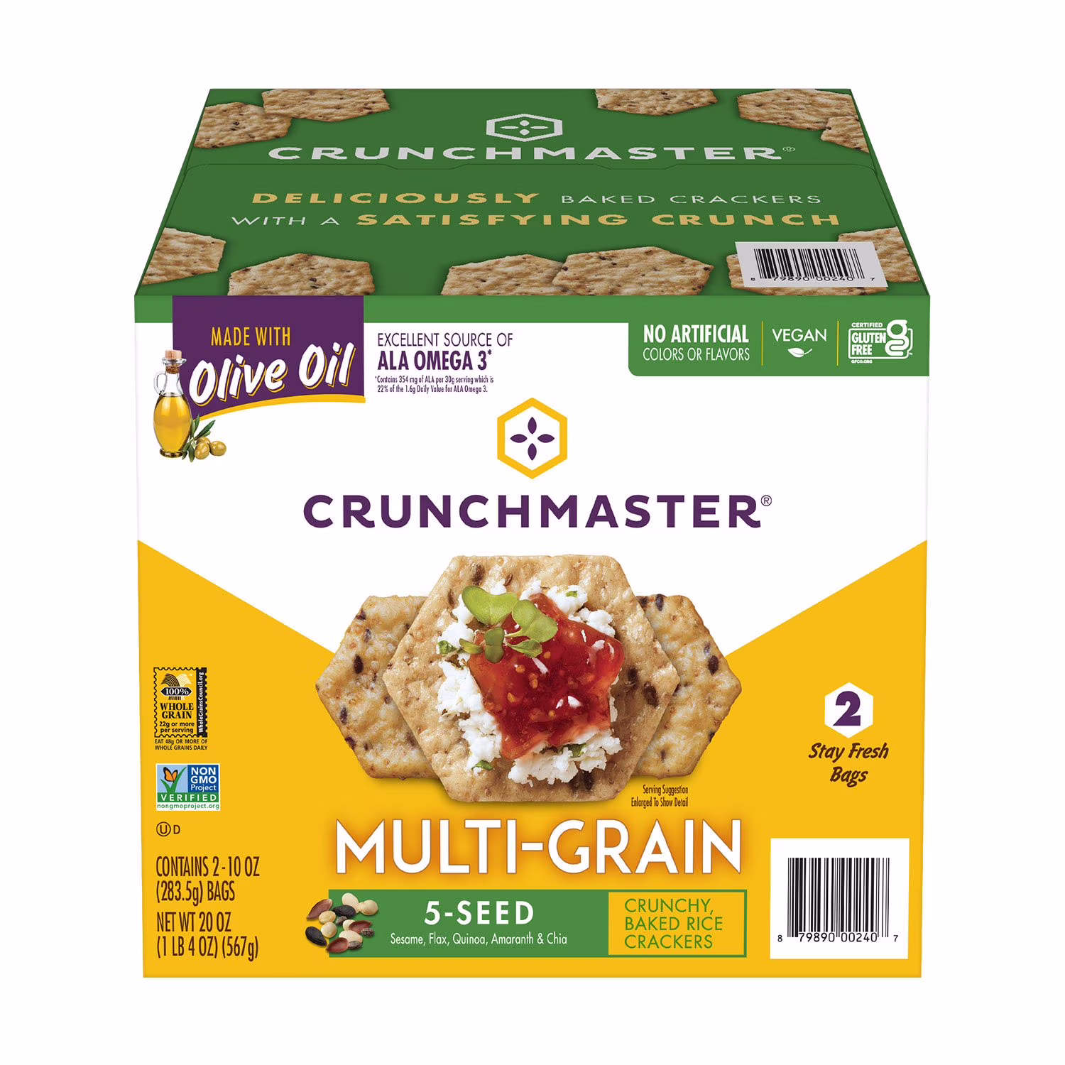 Crunchmaster Multi-Grain, 5-Seed Crackers 10 oz 2  Count