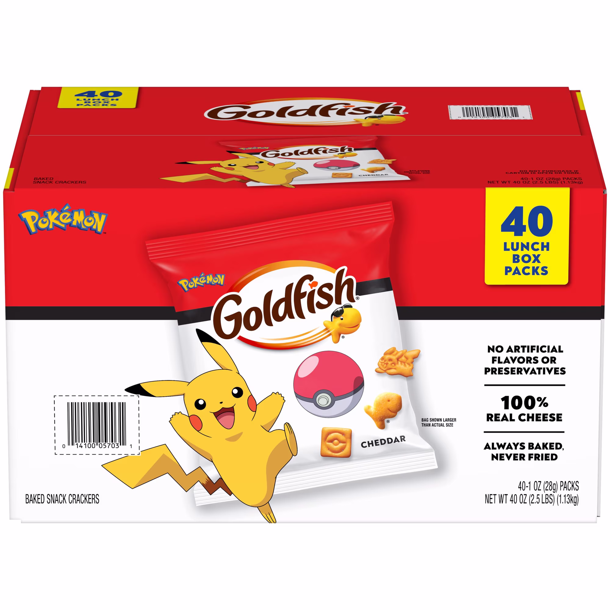 Pepperidge Farm Goldfish Pokémon Cheddar Baked Snack Crackers 1 oz 40  Count