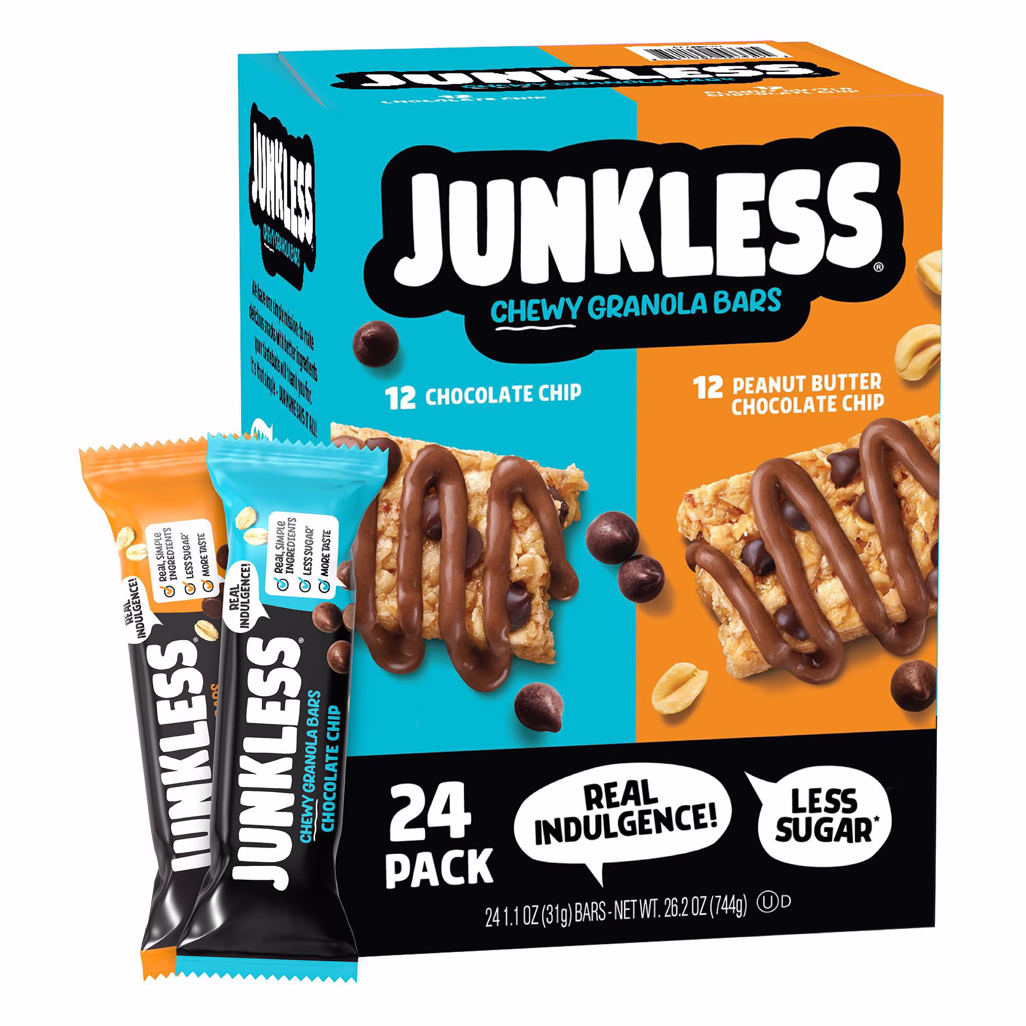 Junkless Chewy Granola Bars Variety Pack 1.1 oz 24  Count