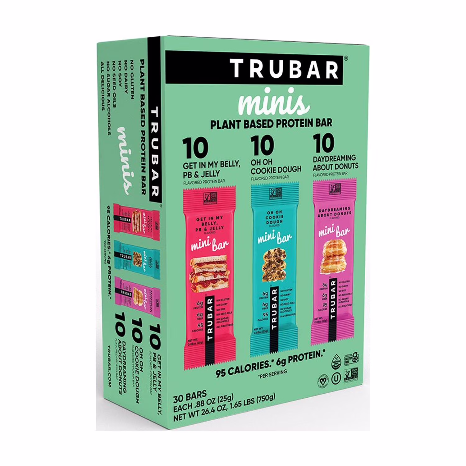 Trubar Minis Plant Based Protein Bars Variety Pack 30 ct