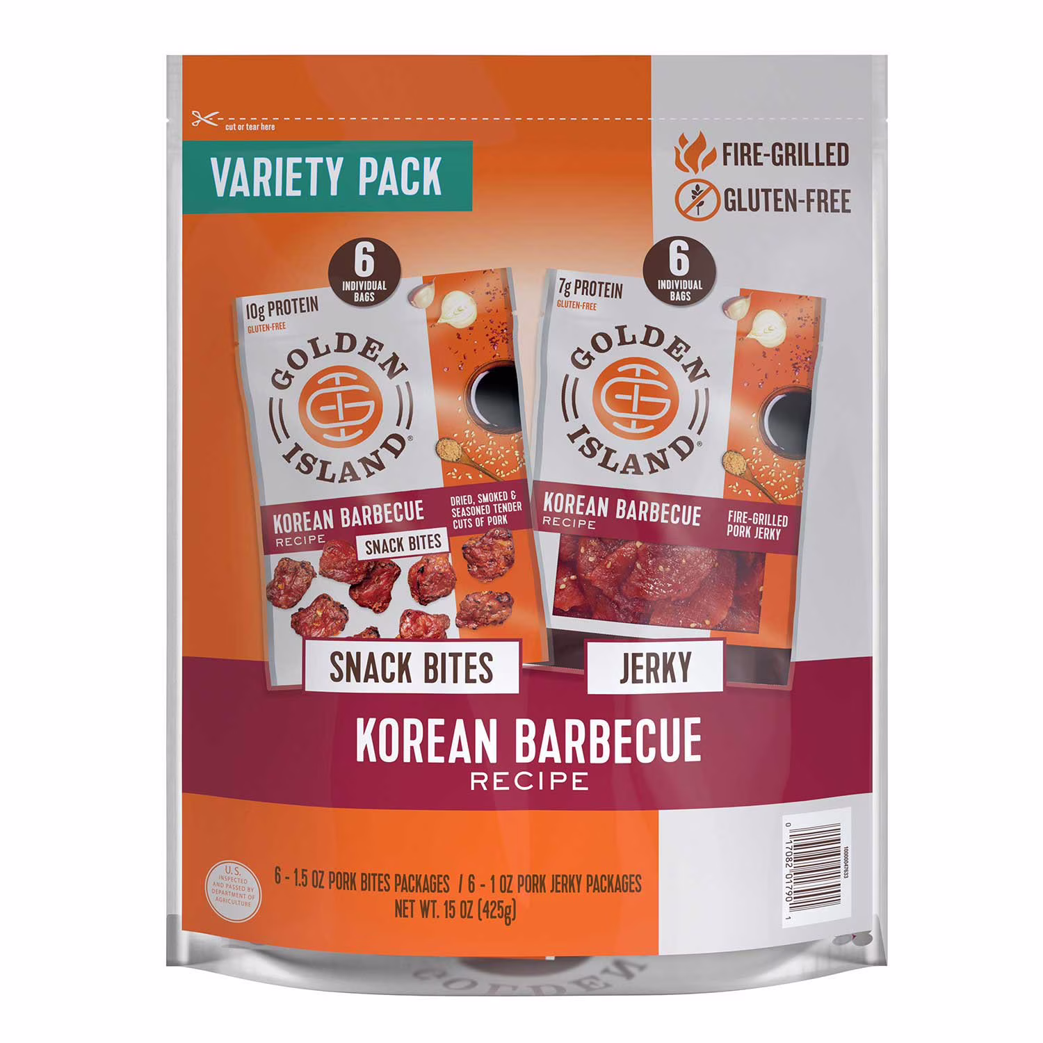 Golden Island Korean Barbecue Pork Jerky and Snack Bites 1.5 oz  12  Count