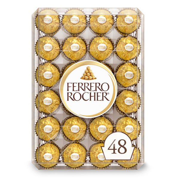 Ferrero Rocher Gourmet Hazelnut Milk Chocolate Gift Box, 48 Individually Wrapped Chocolates, 21.2 oz 48 ct