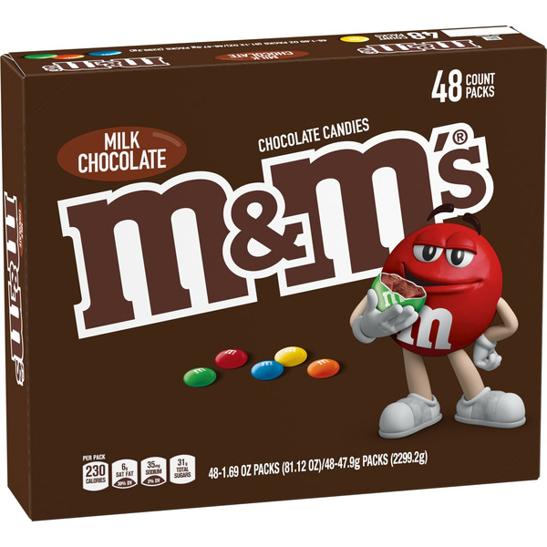 M&M's Milk Chocolate Candy Full Size Bulk Pack 1.69 oz 48  Count