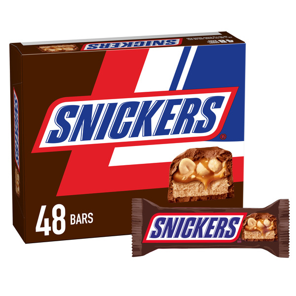 SNICKERS Full Size Bulk Chocolate Candy Bars 1.86 oz 48  Count