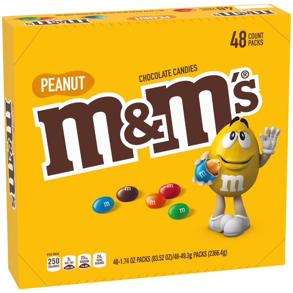 M&M's Peanut Milk Chocolate Candy Full Size Bulk 1.74 oz 48  Count