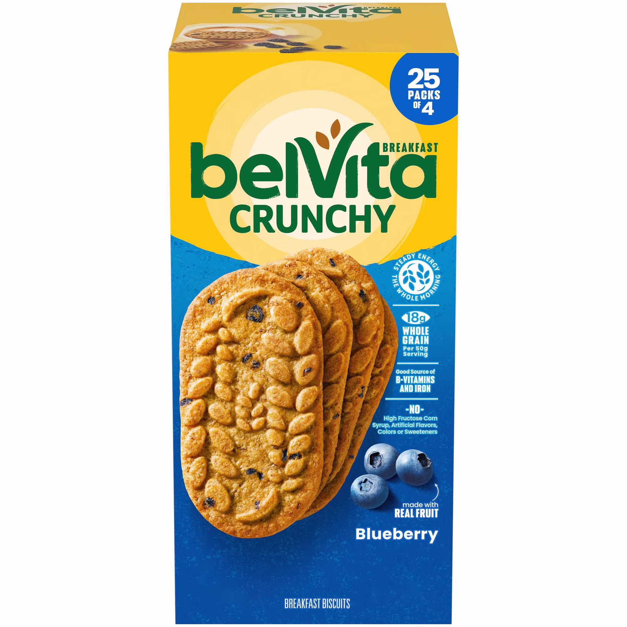 BELVITA Breakfast Bars Biscuits, Blueberry 44 oz 25 ct