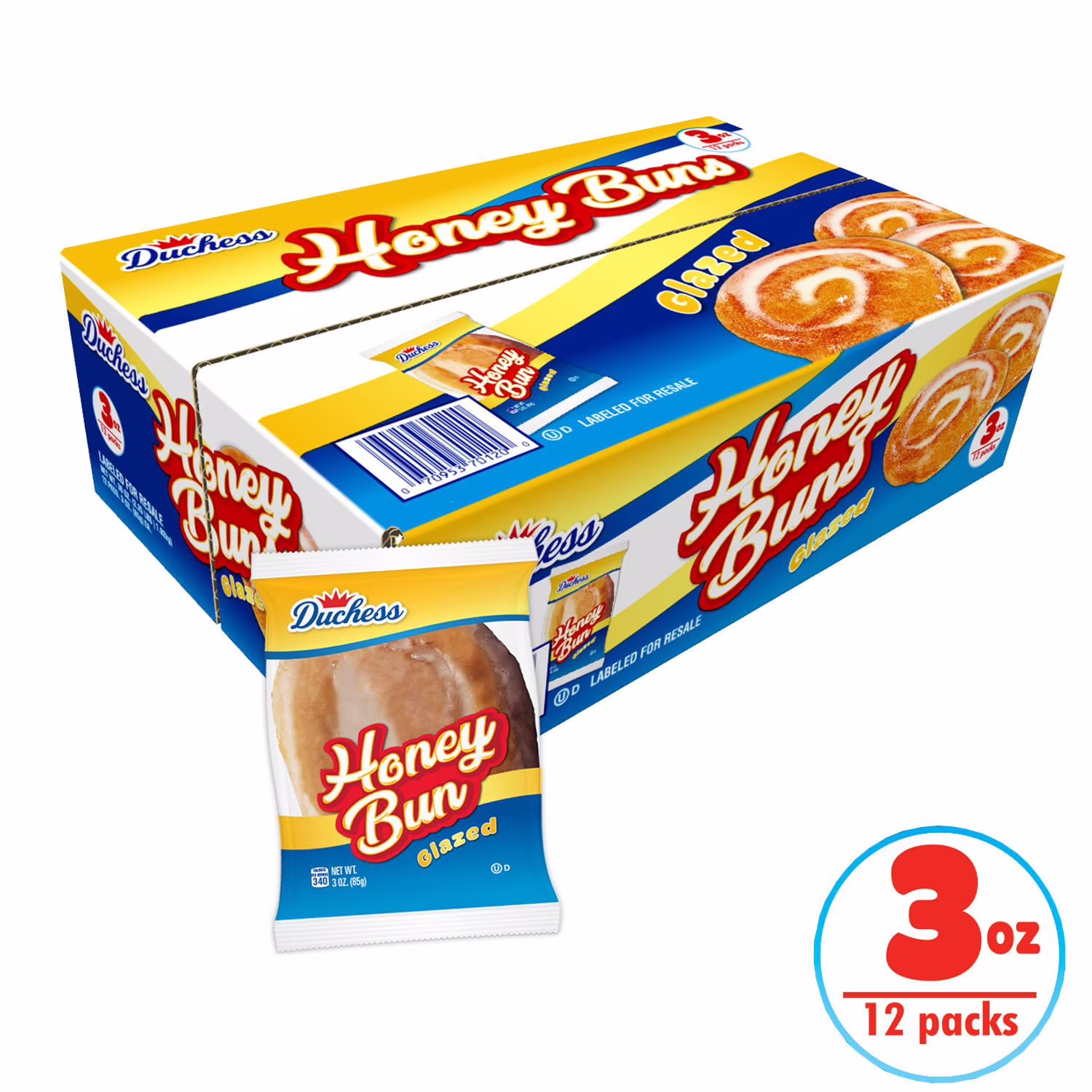 Duchess Buns, Honey, 12 Packs 3 oz 12  Count
