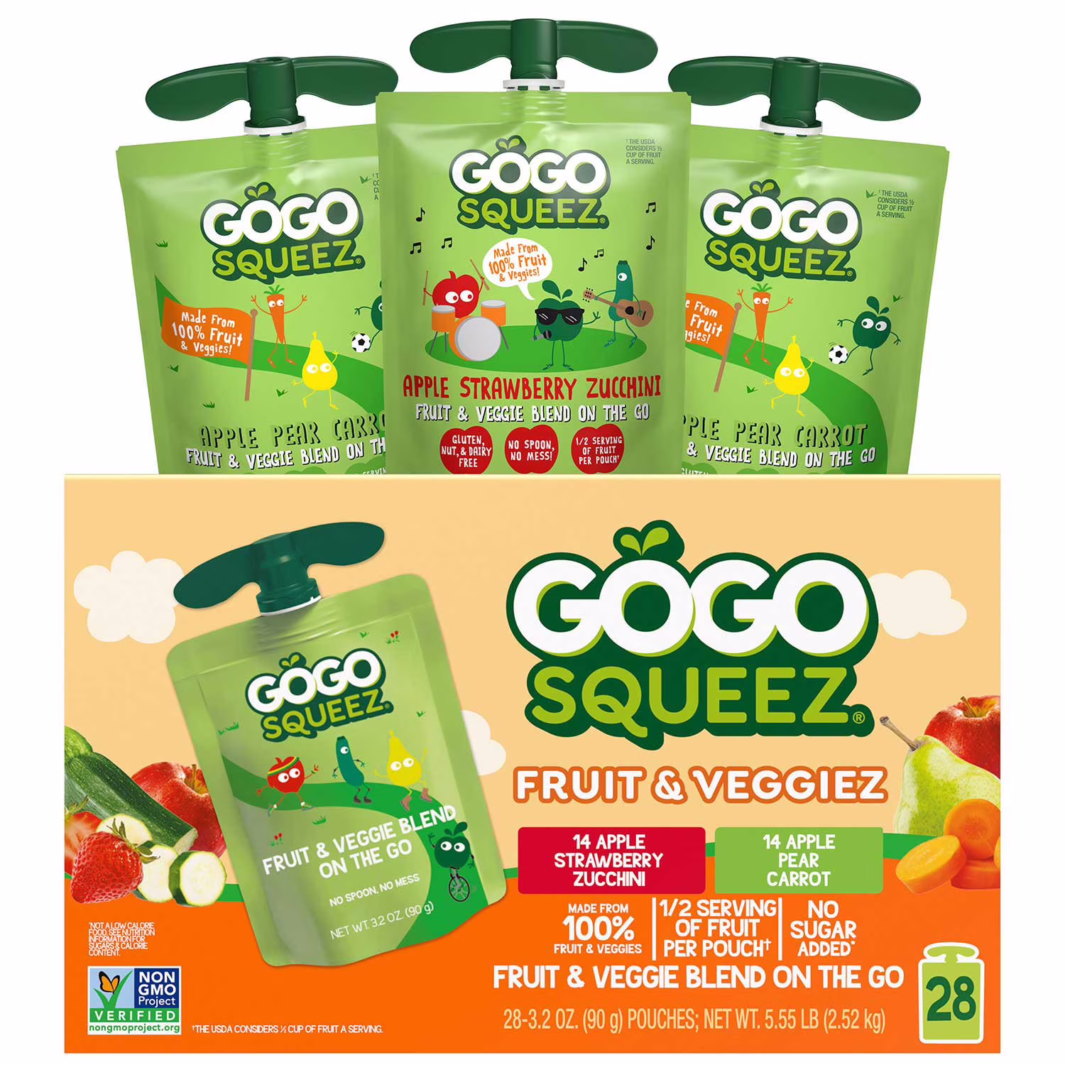 GoGo Squeez Fruit & VeggieZ Applesauce Pouches 3.2 fl oz 28  Count