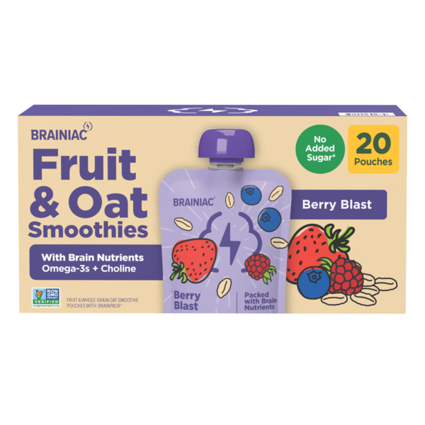 Brainiac Berry Blast Fruit & Oat Smoothies 3.2 oz 20  Count