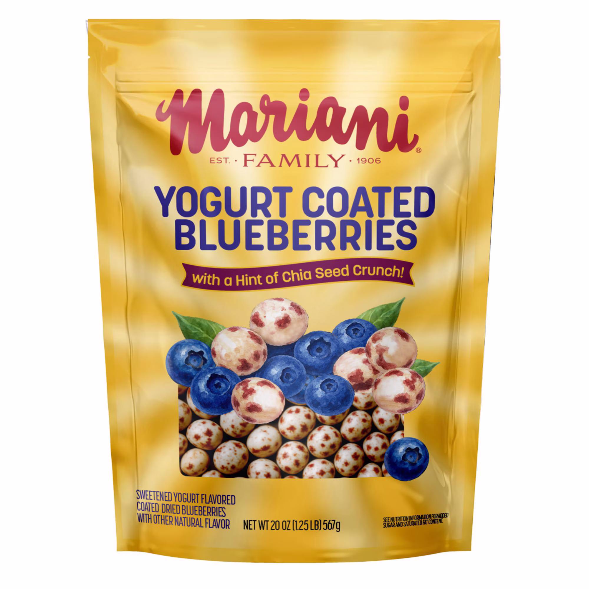 Mariani Sweetened Yogurt Flavored Coated Dried Blueberries 20 oz