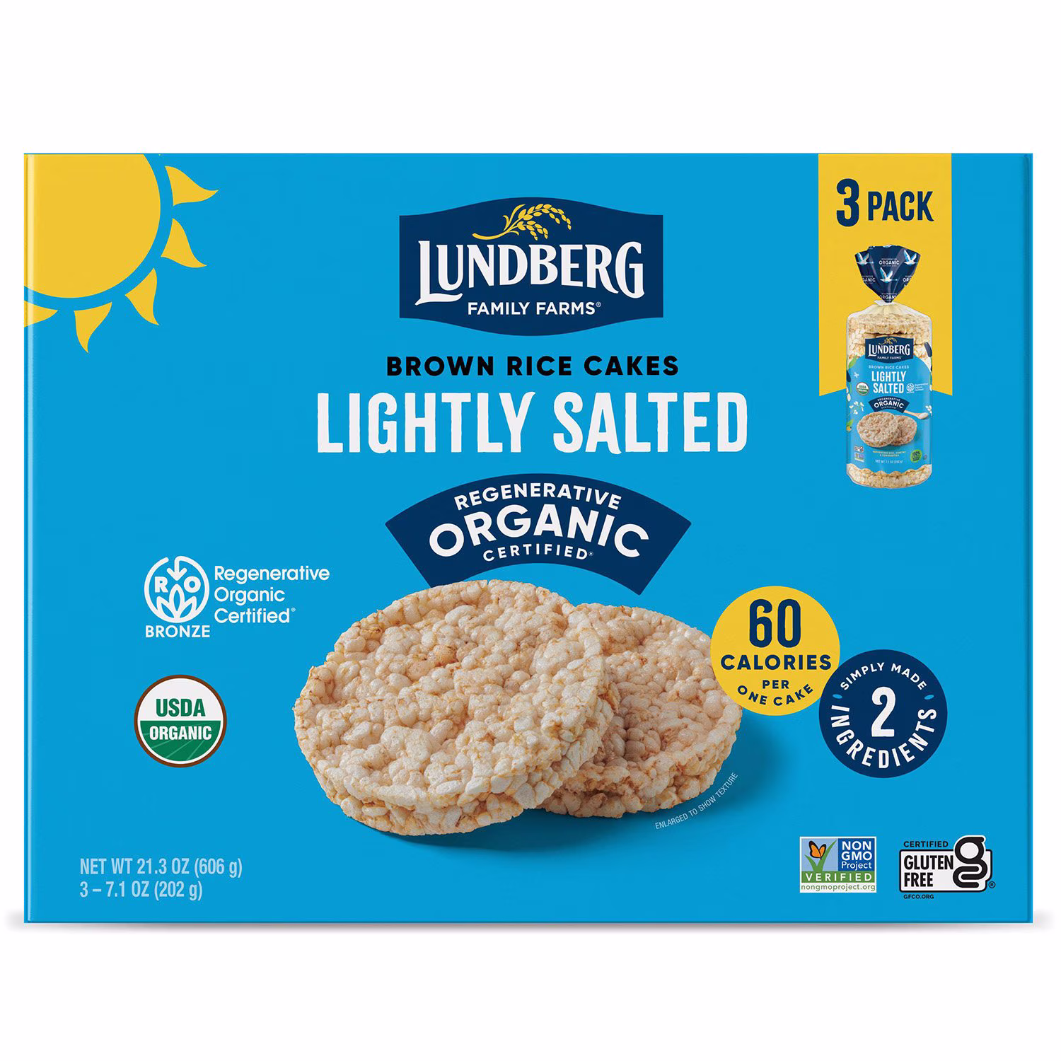 Lundberg Family Farms Lightly Salted Brown Rice Cakes 7.1 oz 3  Count