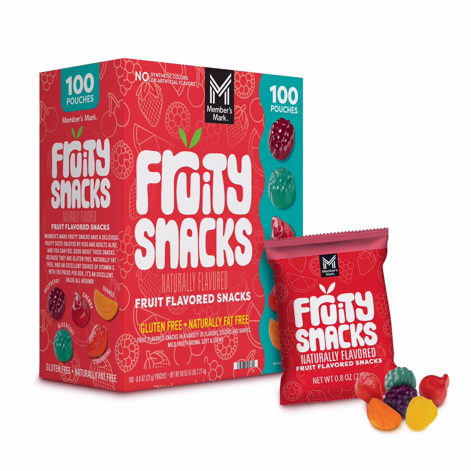 Member’s Mark Raspberry Cherry Orange Blueberry Strawberry Fruit Flavored Snacks 80 oz