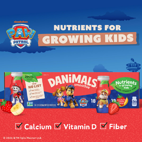 Danimals Lowfat Yogurt Smoothies Strawberry Explosion & Swinging Strawberry Banana 3.1 fl oz 36  Count
