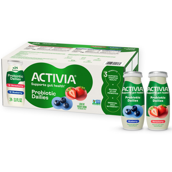 Activia Probiotic Dailies Strawberry & Blueberry Lowfat Yogurt Drink 3.1 fl oz 24  Count