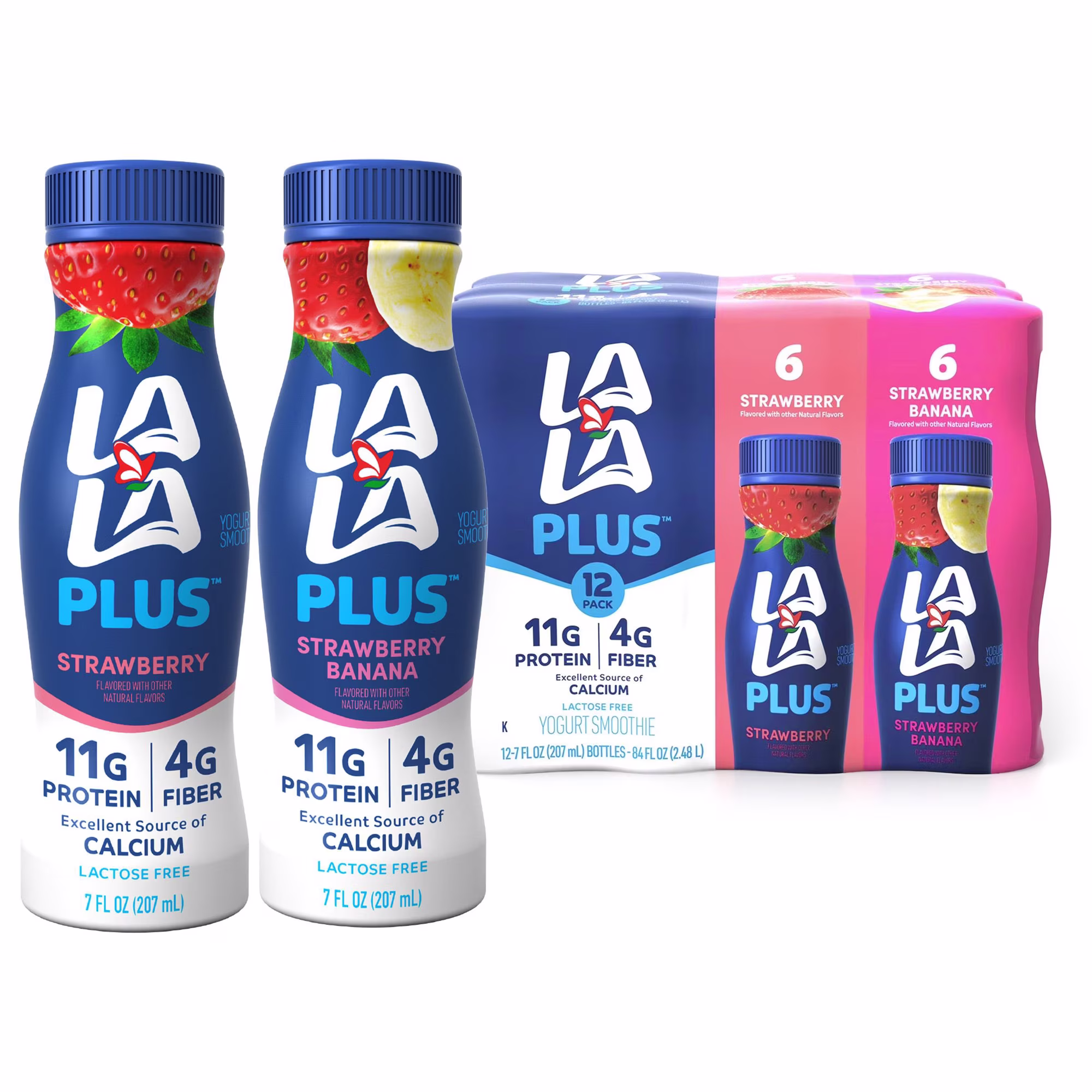 Lala Plus Strawberry & Strawberry Banana Drinkable Yogurt Variety Pack 7 fl oz 12  Count