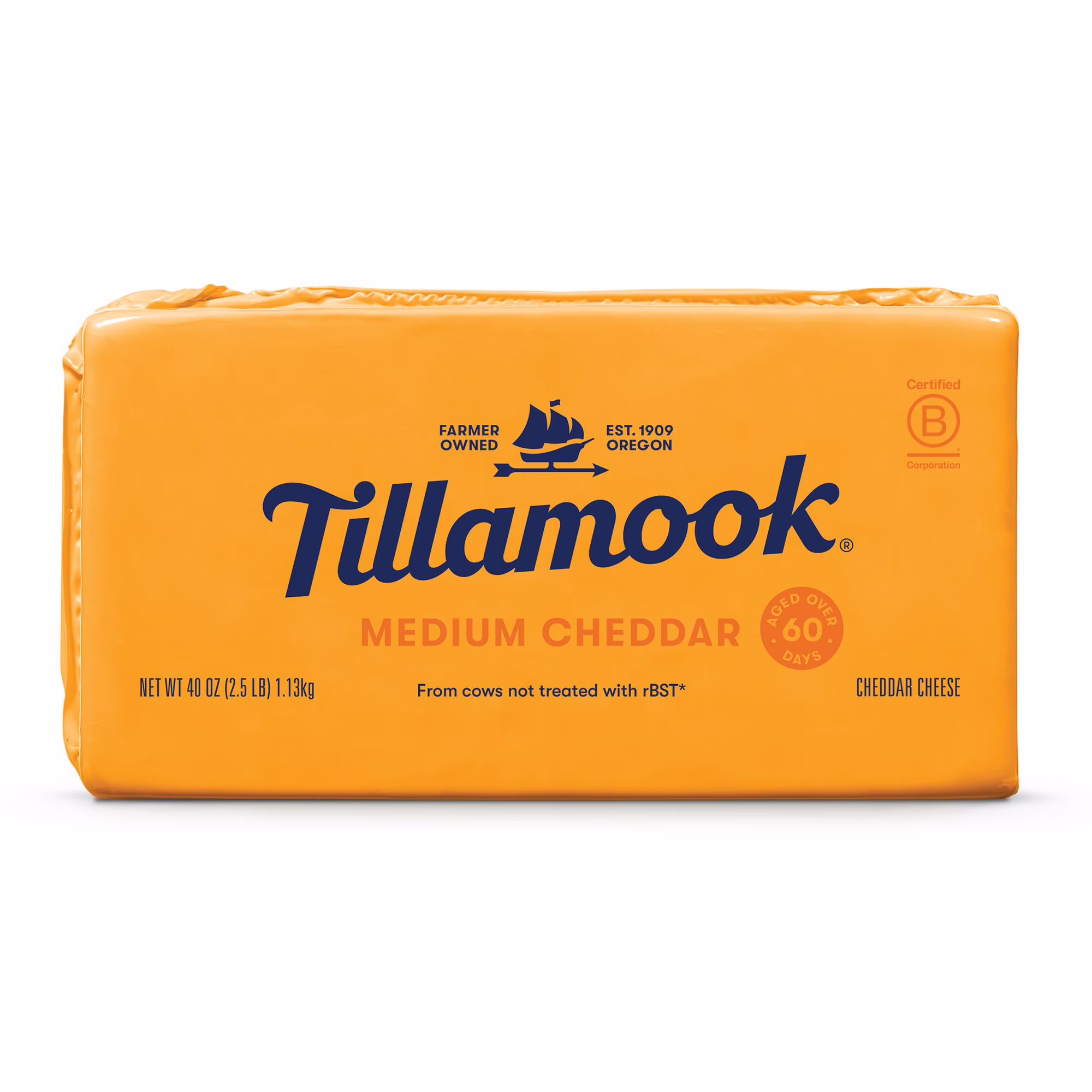 Tillamook Medium Cheddar Cheese Block 2.5 LB
