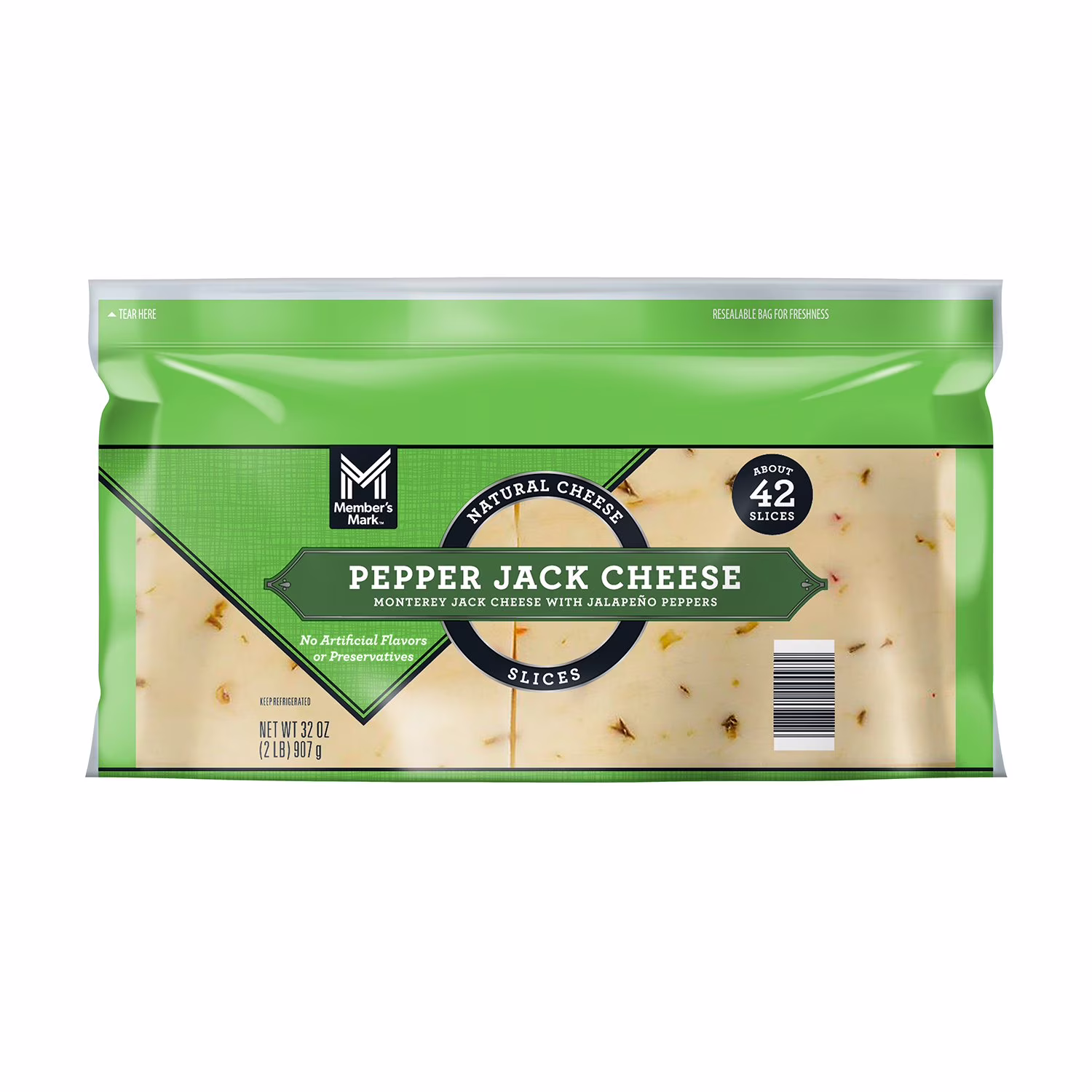Member’s Mark Pepper Jack Cheese Monterey Jack Cheese With Jalapeno Peppers Slices 32 oz