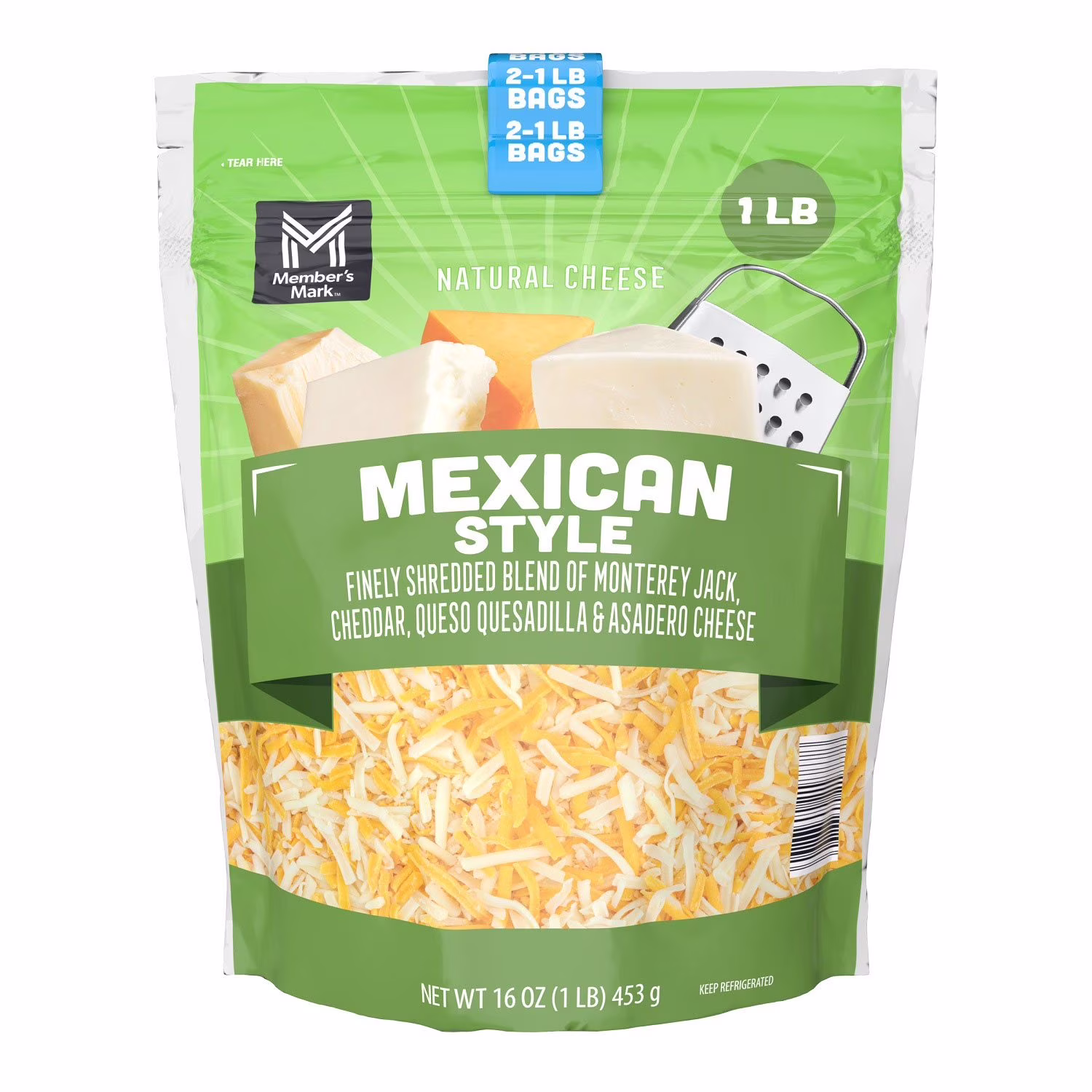 Member’s Mark Mexican Style Finely Shredded Blend Of Monterey Jack Cheddar Queso Quesadilla & Asadero Cheese 16 oz