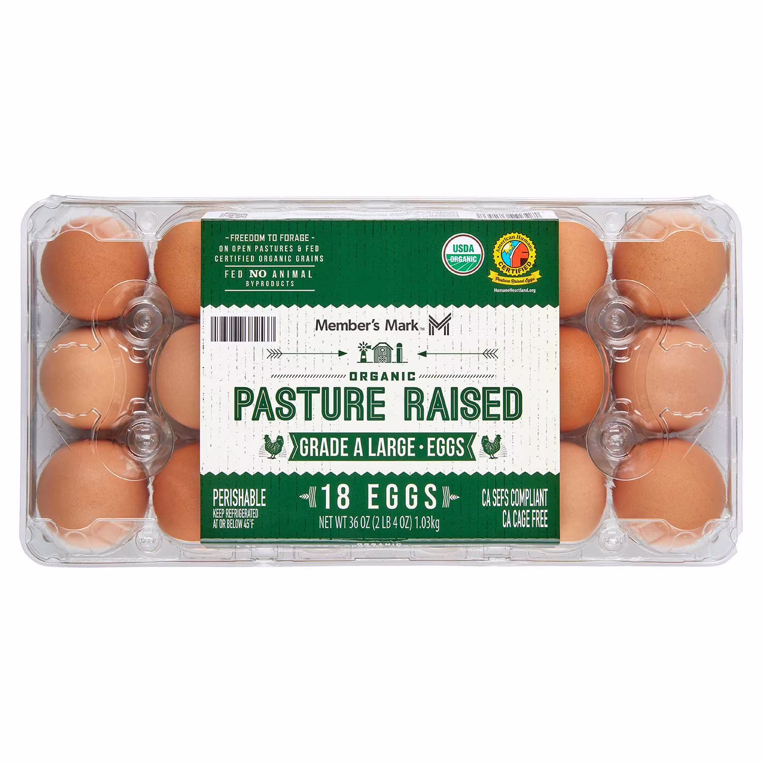 Member’s Mark Organic Grade A Pasture Raised Large Brown Eggs 18 ct