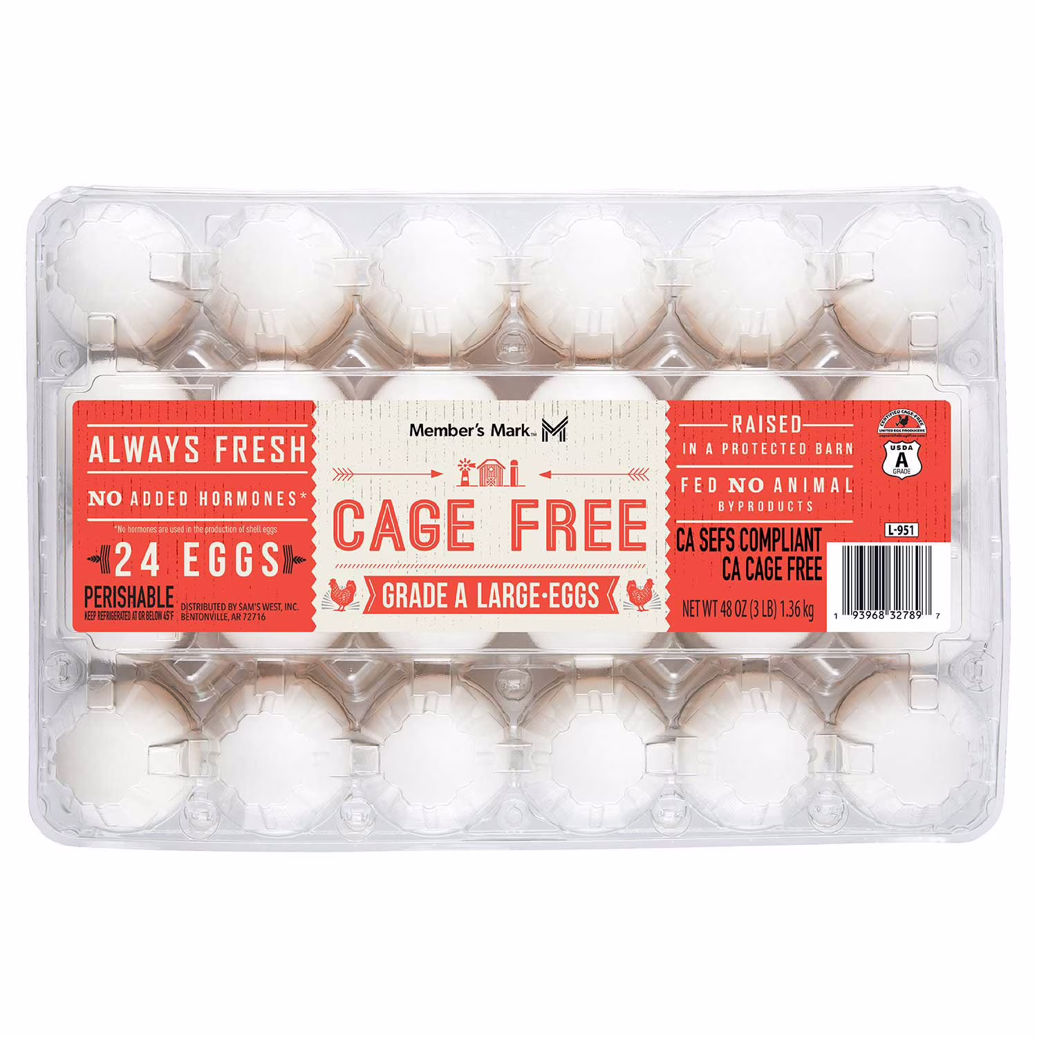 Member’s Mark Grade Aa Cage Free Large Eggs 24 oz
