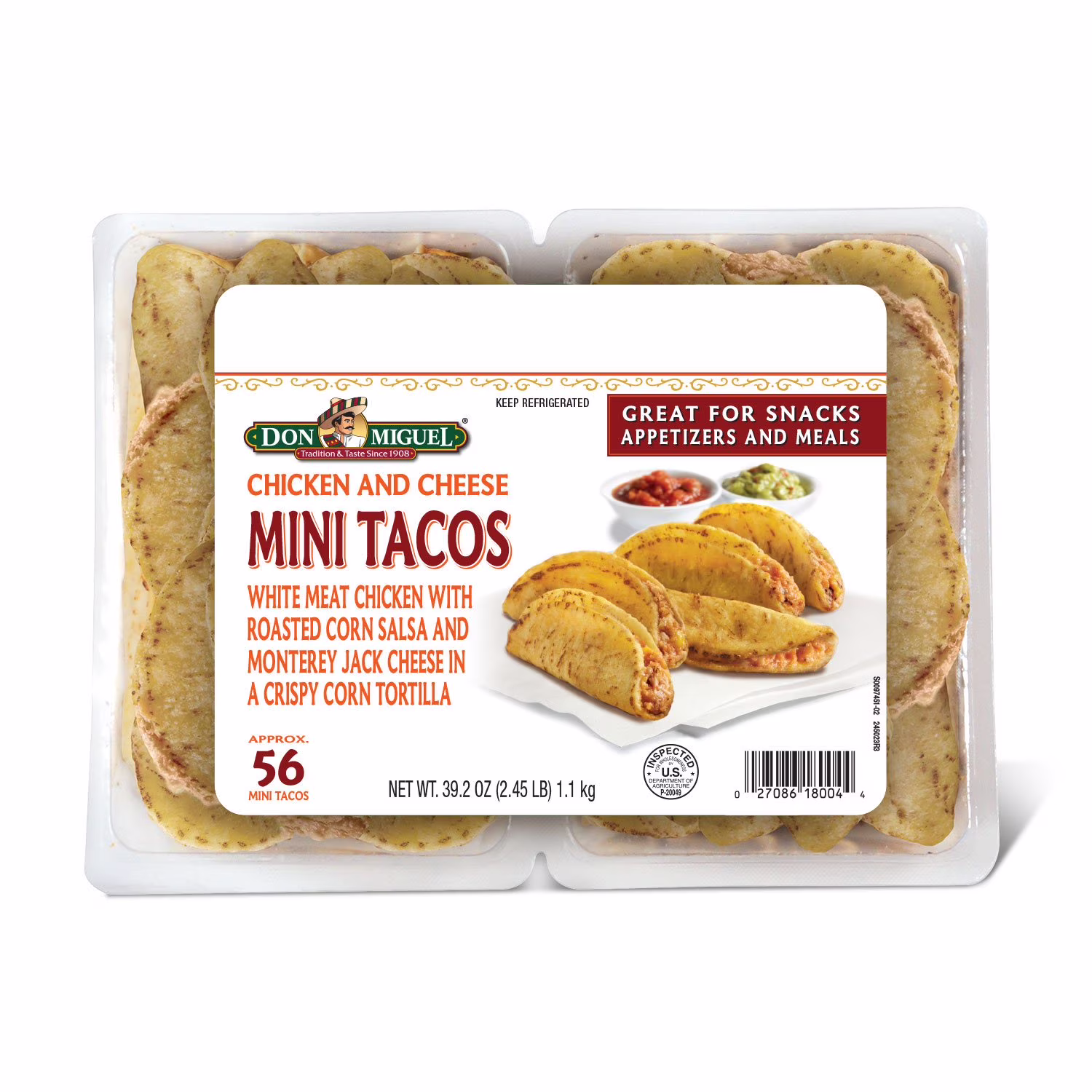 Don Miguel Chicken And 2-cheese White Meat Chicken 2 Cheeses And Roasted Corn Salsa In A Crispy Corn Tortilla Mini Tacos 39.2 oz