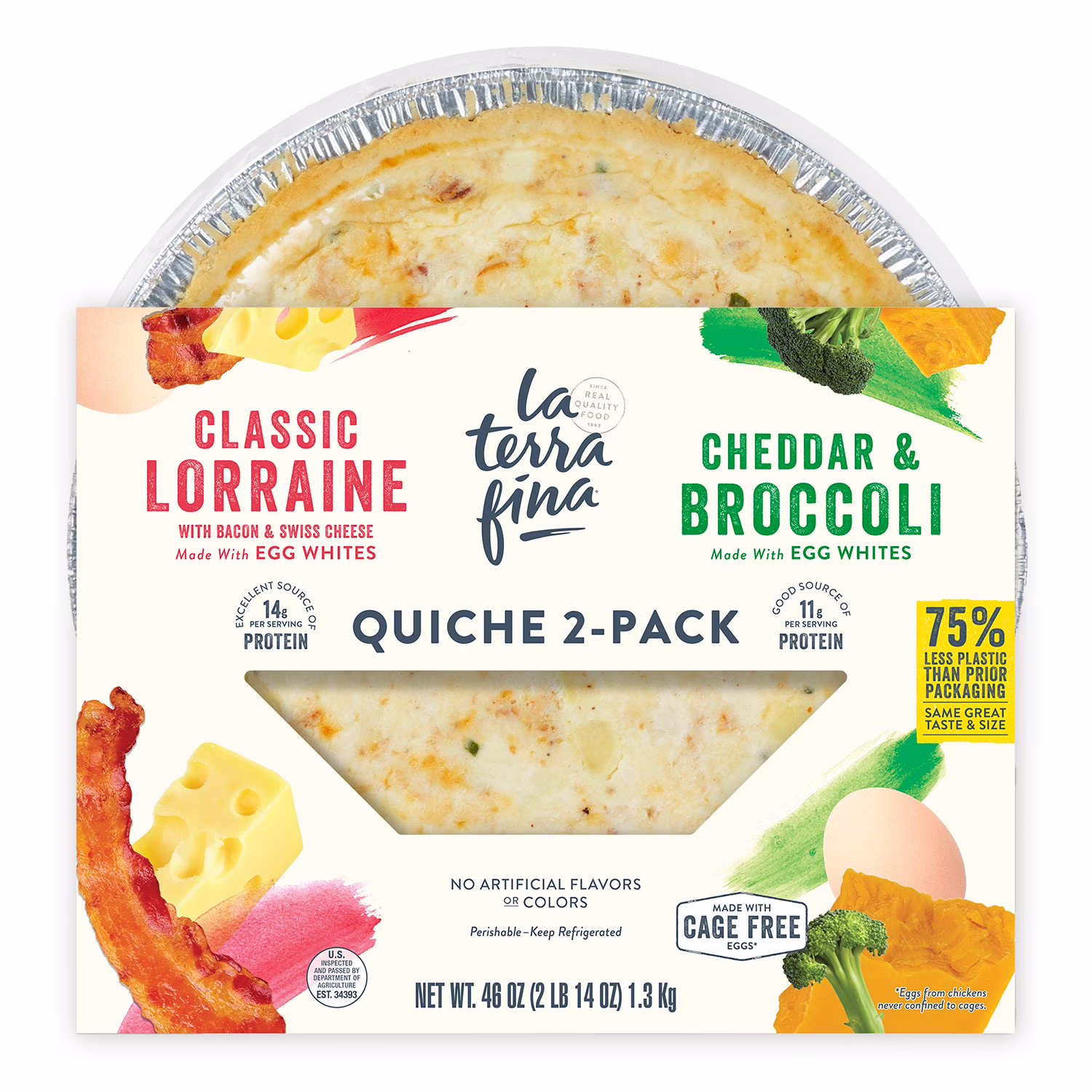 La Terra Fina Classic Lorraine Quiche & Cheddar & Broccoli Quiche 23 oz 2  Count